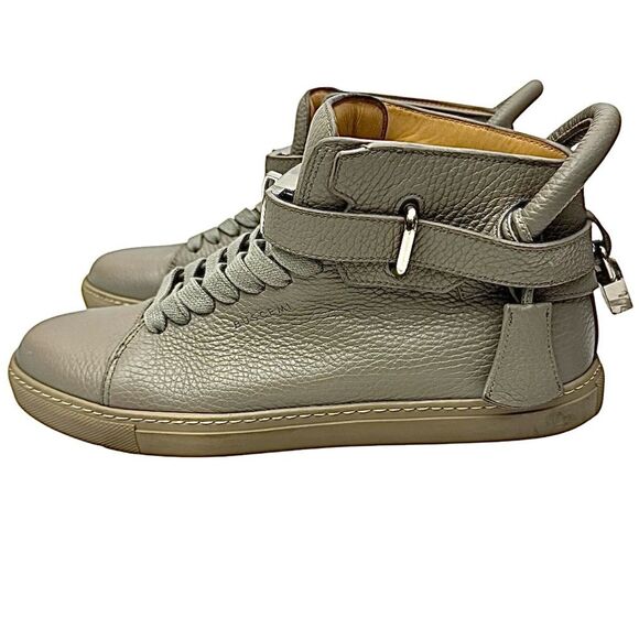 Buscemi High Top Men’s Sneaker Gray Leather Size EU 41 US 8.5  Pre-Owned - Picture 10 of 12